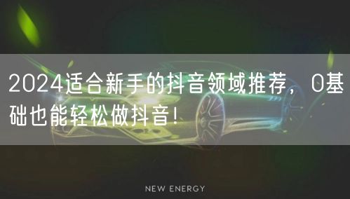 2024适合新手的抖音领域推荐，0基础也能轻松做抖音！