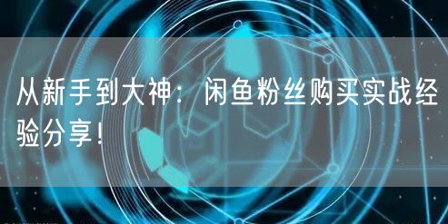 从新手到大神：闲鱼粉丝购买实战经验分享！