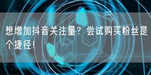 想增加抖音关注量？尝试购买粉丝是个捷径！