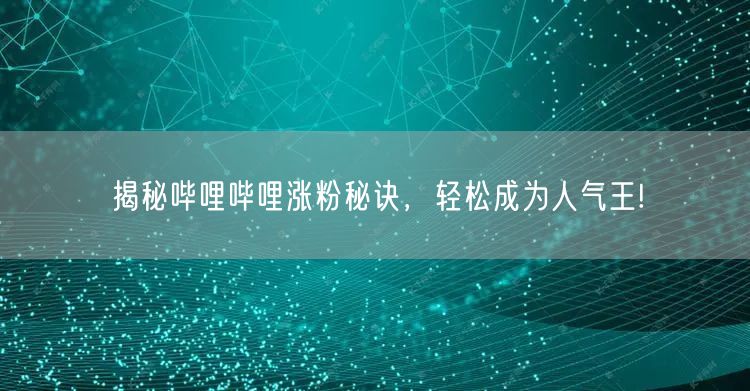 揭秘哔哩哔哩涨粉秘诀,轻松成为人气王!