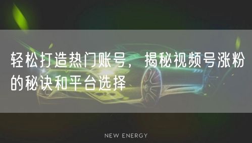 轻松打造热门账号，揭秘视频号涨粉的秘诀和平台选择
