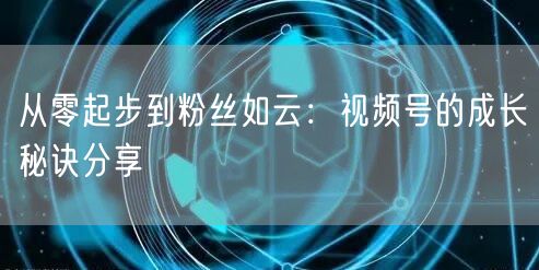 从零起步到粉丝如云:视频号的成长秘诀分享