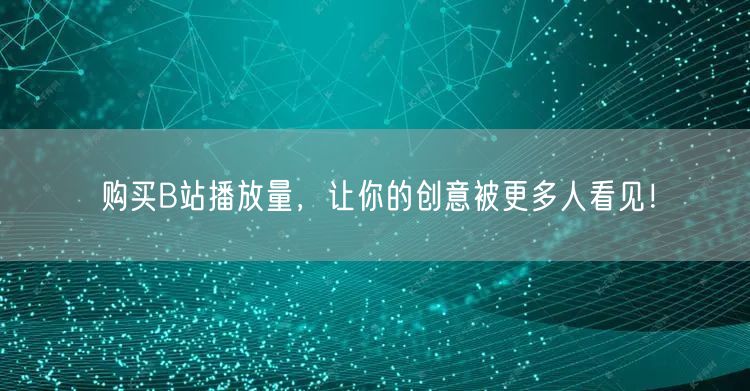 购买B站播放量，让你的创意被更多人看见！