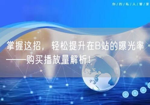 掌握这招，轻松提升在B站的曝光率——购买播放量解析！