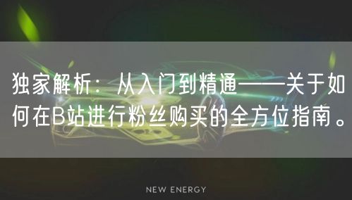 独家解析：从入门到精通——关于如何在B站进行粉丝购买的全方位指南。