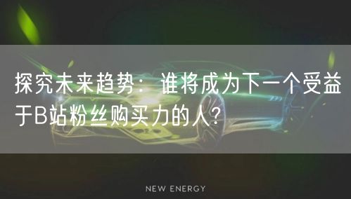 探究未来趋势：谁将成为下一个受益于B站粉丝购买力的人?