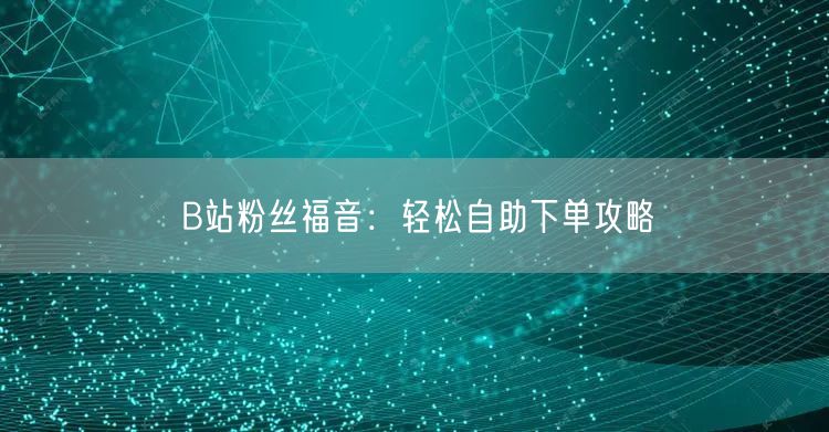 B站粉丝福音：轻松自助下单攻略