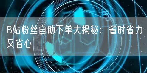 B站粉丝自助下单大揭秘：省时省力又省心