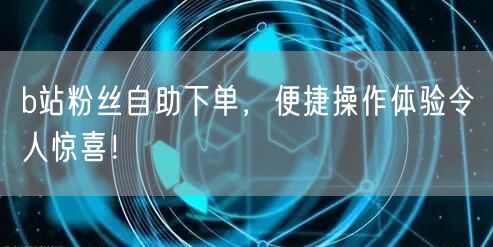 b站粉丝自助下单，便捷操作体验令人惊喜！