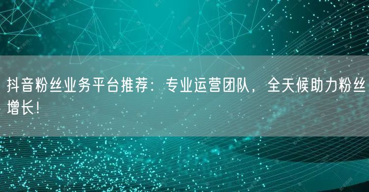 抖音粉丝业务平台推荐：专业运营团队，全天候助力粉丝增长！