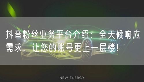抖音粉丝业务平台介绍：全天候响应需求，让您的账号更上一层楼！