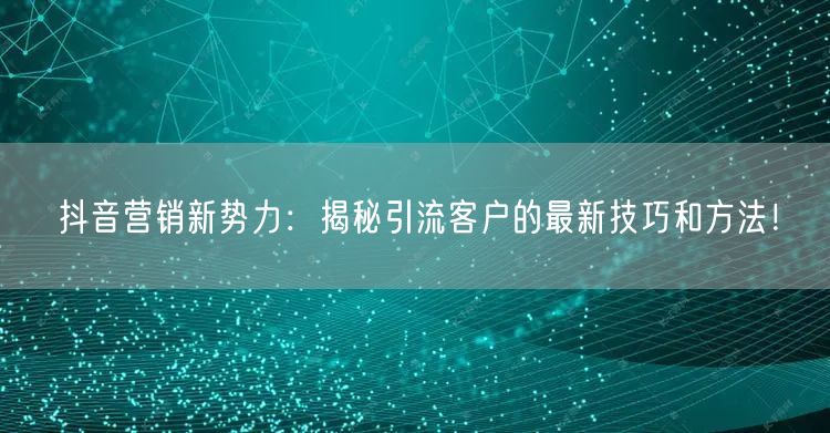 抖音营销新势力：揭秘引流客户的最新技巧和方法！