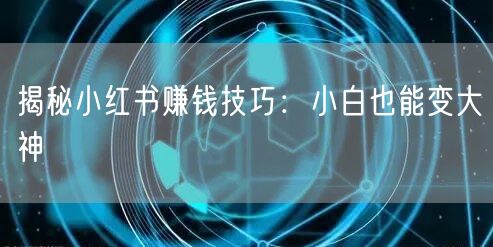 揭秘小红书赚钱技巧：小白也能变大神
