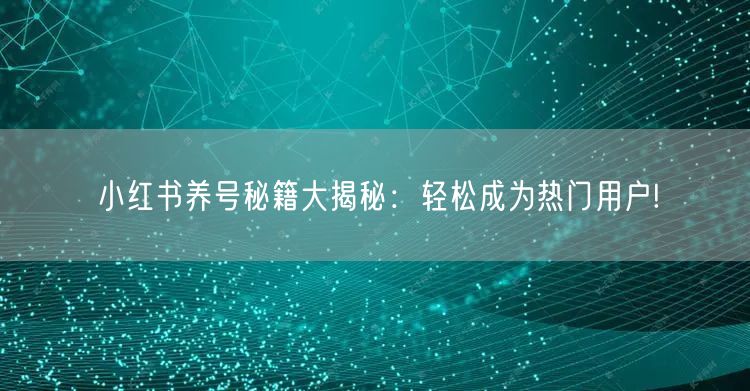 小红书养号秘籍大揭秘:轻松成为热门用户!