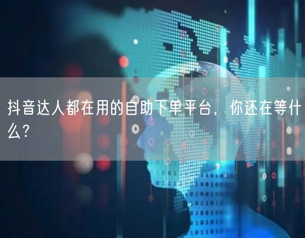 抖音达人都在用的自助下单平台，你还在等什么？