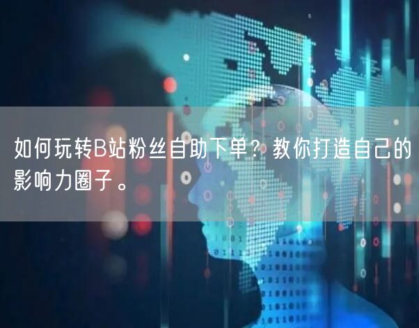 如何玩转B站粉丝自助下单？教你打造自己的影响力圈子。