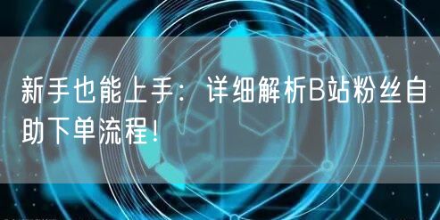 新手也能上手：详细解析B站粉丝自助下单流程！