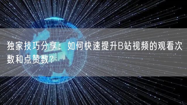 独家技巧分享：如何快速提升B站视频的观看次数和点赞数？