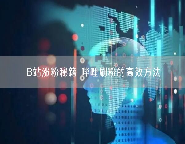 B站涨粉秘籍 哔哩刷粉的高效方法