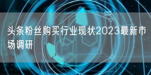 头条粉丝购买行业现状2023最新市场调研
