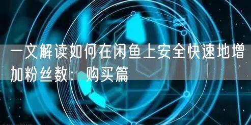 一文解读如何在闲鱼上安全快速地增加粉丝数：购买篇