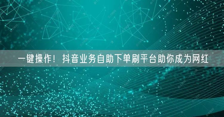 一键操作！抖音业务自助下单刷平台助你成为网红