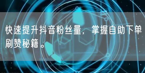 快速提升抖音粉丝量，掌握自助下单刷赞秘籍。