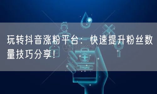 玩转抖音涨粉平台：快速提升粉丝数量技巧分享！