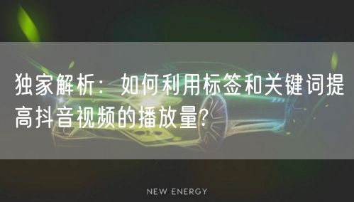 独家解析：如何利用标签和关键词提高抖音视频的播放量?