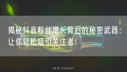 揭秘抖音粉丝增长背后的秘密武器:让你轻松吸引关注者!