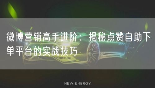 微博营销高手进阶：揭秘点赞自助下单平台的实战技巧